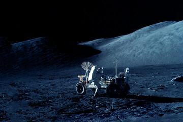 Wall Mural - astronaut on a lunar rover, on the moon. elements of this image furnishing nasa.