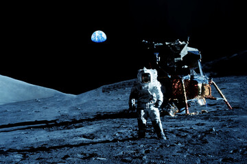 Wall Mural - astronaut on the moon, space exploration. elements of this image furnishing nasa.