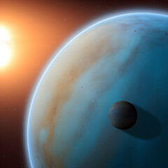 Wall Mural - exoplanet in outer space. extraterrestrial solar system. generative artificial intelligence