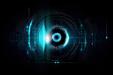 Digital eye, data network and cyber security technology, vector background