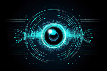 Digital eye, data network and cyber security technology, vector background