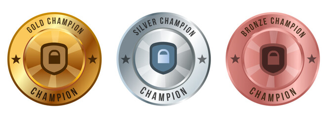 Poster - Security hacking encryption privacy security shield symbol emblem badge competition winner gold silver bronze