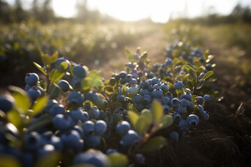 Blueberry plantation. Generative ai