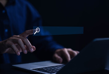 Wall Mural - businessman showing internet search in laptop