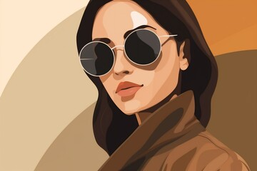 Wall Mural - design woman summer modern glasses poster girl illustration portrait fashion style. Generative AI.