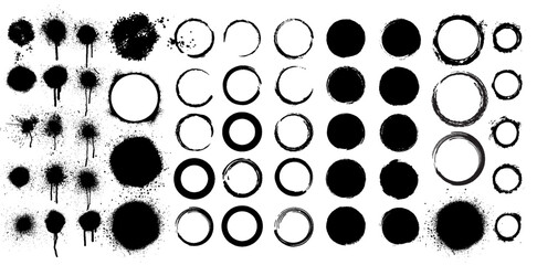 Grunge round shapes. Grunge banner collection. Vector. Set of 53 circles