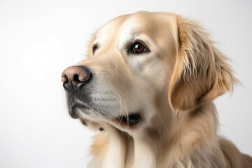 Wall Mural - Portrait of golden retriever dog isolated on white background. Generative AI