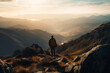 © EwaStudio - a person standing at the top of a mountain, looking out at the stunning view. Generative AI....