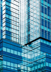 Fototapete - Modern Architecture Glass wall Building Business background