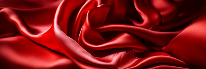 red abstract fabric silk background with wave texture of satin textile. Generative AI illustration