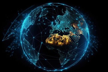 World map and global social networks, generative AI.