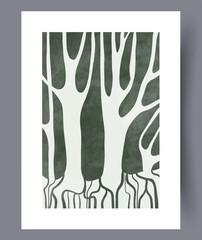 Wall Mural - landscape forest mysterious trees wall art print. contemporary decorative background with trees. wal