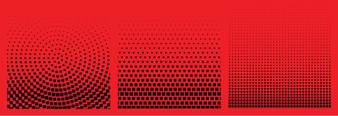 Wall Mural - set of dotted wave oblique smooth pixelated lines pattern in vector