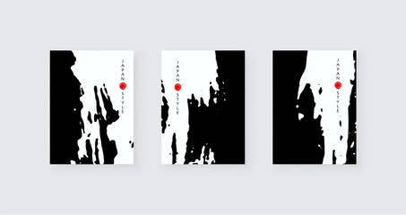black ink brush stroke on white background. japanese style. vector illustration with grunge stains.