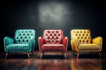 Poster - Retro vintage armchairs fashion. Generate Ai