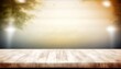 © Wanda - Mock up for space Empty dark wooden table in front of abstract blurred bokeh background for display selective focus
