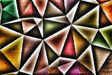 Wall Mural - colorful triangles pattern with a rough texture background. background texture wall and have copy sp