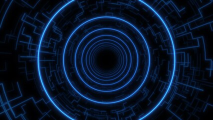 neon tunnel with circle ring motion light background video event for music broadcast TV, night clubs, music videos, LED screens and projectors, jazz, pops, funky and disco party