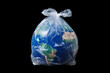 A plastic bag with the planet earth in it. International Plastic Bag Free Day Generative AI