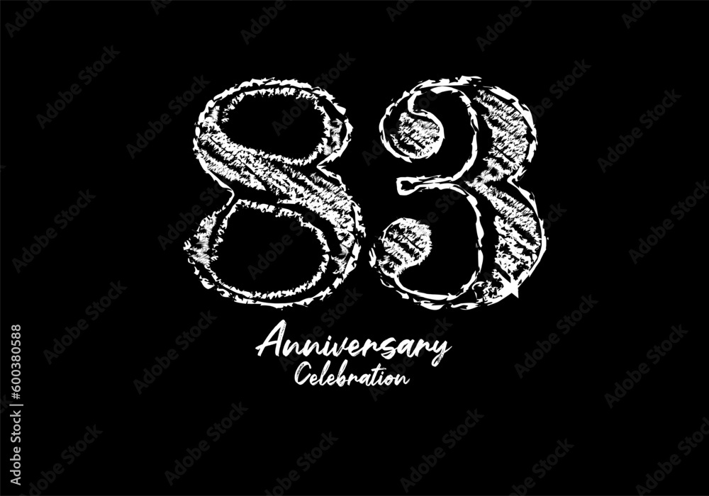 83 years anniversary celebration logotype white vector, 83th birthday ...