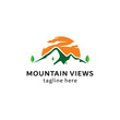 mountain view logo design, template logo with sun symbol