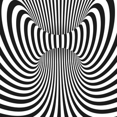 Poster - Abstract optical illusion. Hypnotic spiral tunnel with black and white lines. Vector illustration.