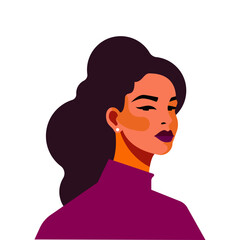 Strong fashion woman portrait abstract paint color pop art avatar vector flat illustration