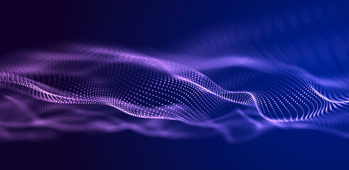 Poster - abstract wave of musical sounds. smooth information transfer. 3d rendering.