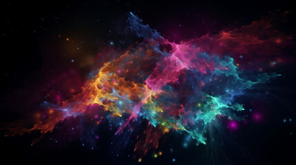 Wall Mural - universe of neon colors. colorful universe with colors merging. stars, nebulae, star dust, smoke... 