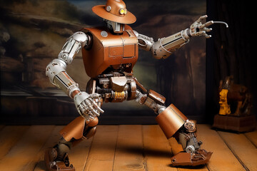 Poster - dancing robot. Generative AI