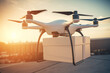 © twindesigner - Delivery by Air: A Drone Carrying a Package Ready for Delivery. Ai generated