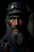 A Portrait Of An Old Coal Miner In 19th Century.