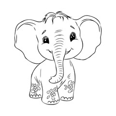 Wall Mural - Vector illustration of a cute baby elephant