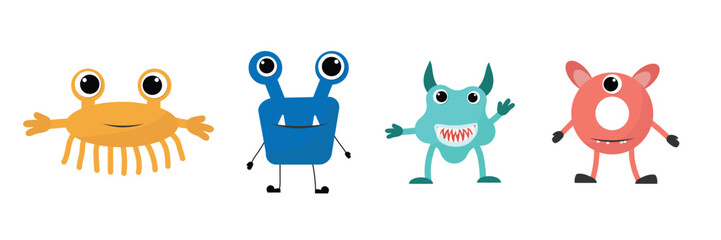 Wall Mural - Cute Monster Set. Vector illustration