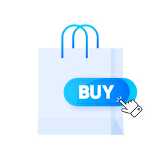 Aufkleber - Click here the Buy Now button with a shopping bag. Add to cart. Online shopping. Order online. Vector Illustration.