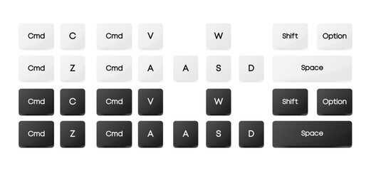 Fototapete - Computer key combinations. Set of key combinations. Command set icons. Computer keyboard button set. Vector Illustration.