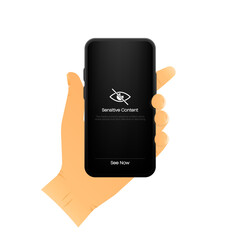 Poster - Sensitive Photo Content. Explicit video content. Internet safety concept. Censored only adult 18 plus. See photo. Blurred background. Inappropriate Content Warning. Vector illustration.