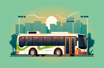 city bus vehicle modern public transport urban and countryside traffic comfortable moving concept horizontal