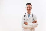 Fototapeta Na sufit - Portrait of young  successful doctor smiling.