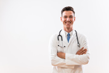 Portrait of young  successful doctor smiling.