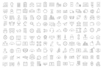 Poster - 150 business and finance icon set. Symbols for graphic and web design. Vector illustration.