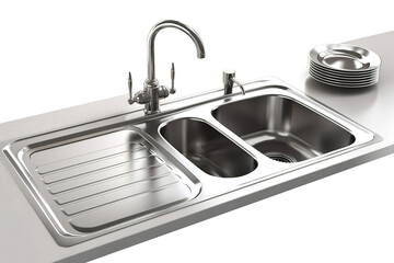 Poster - kitchen sink isolated on white background. AI generated