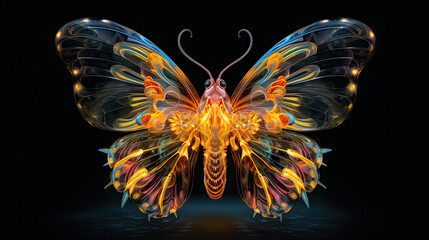 Wall Mural - Translucent butterfly, colourful and vibrant. Generative Ai.
