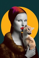 Wall Mural - Lady with an ermine. Beautiful illustration picture. Generative AI