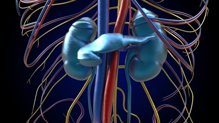 Wall Mural - Human kidney anatomy for medical concept 3D Rendering