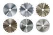 Realistic circular saw blade discs, vector metal, steel or wood cutting tool. Isolated circular saw blade discs with round cut circles and sharp teeth, woodwork or metalwork, cutter machine disks
