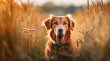 Portrait Of A Dog In A Field 