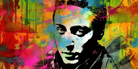 Poster - Picture of man. Modern pop art collage, colored paper portrait. Beautiful illustration picture. Generative AI