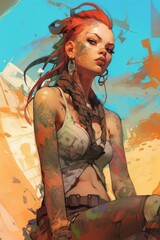 Fototapete - Portrait of alluring woman. Beautiful illustration picture. Generative AI