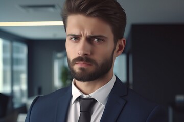 Fototapete - Realistic portrait of handsome businessman. Beautiful illustration picture. Generative AI